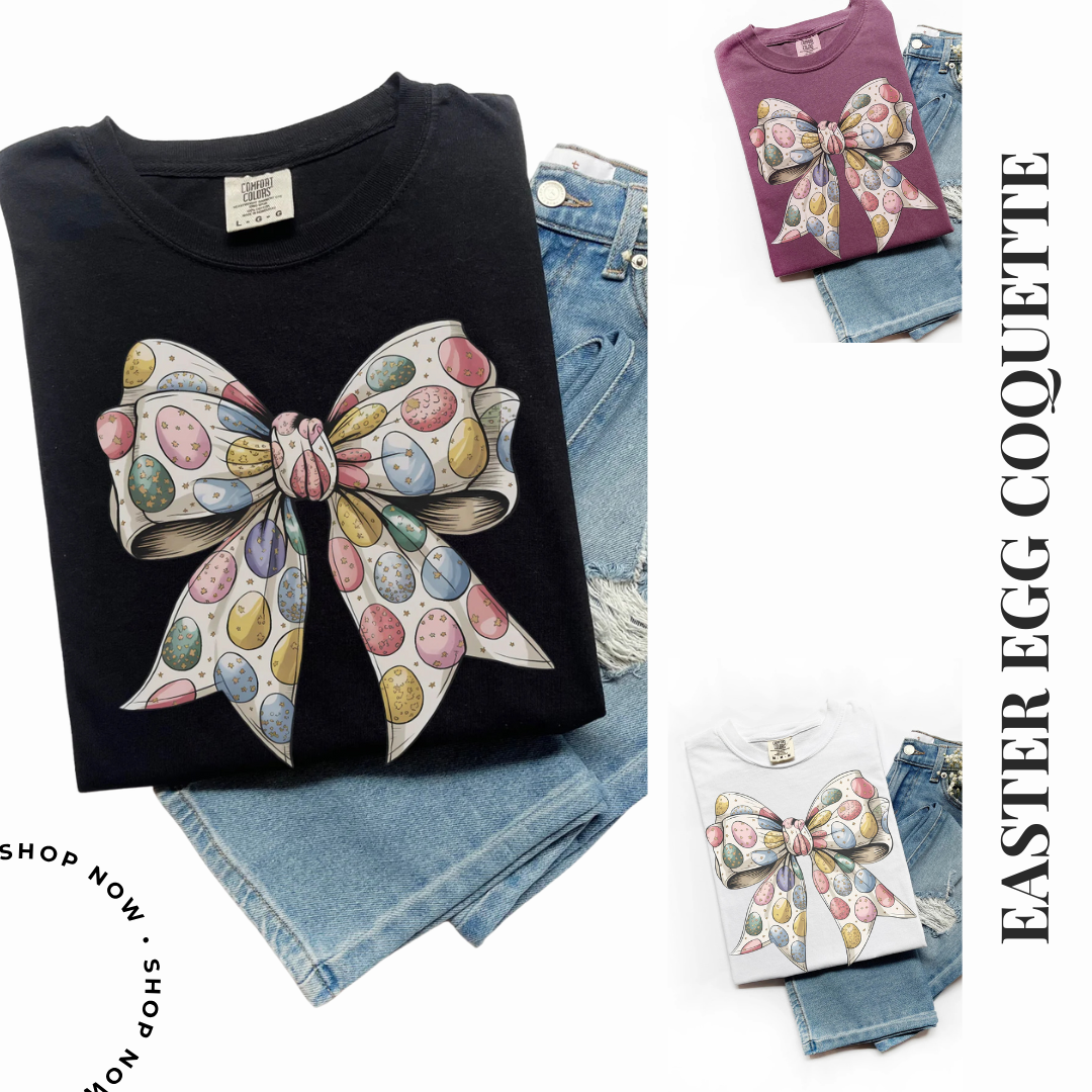 Easter Eggs Coquette Bow T-Shirt