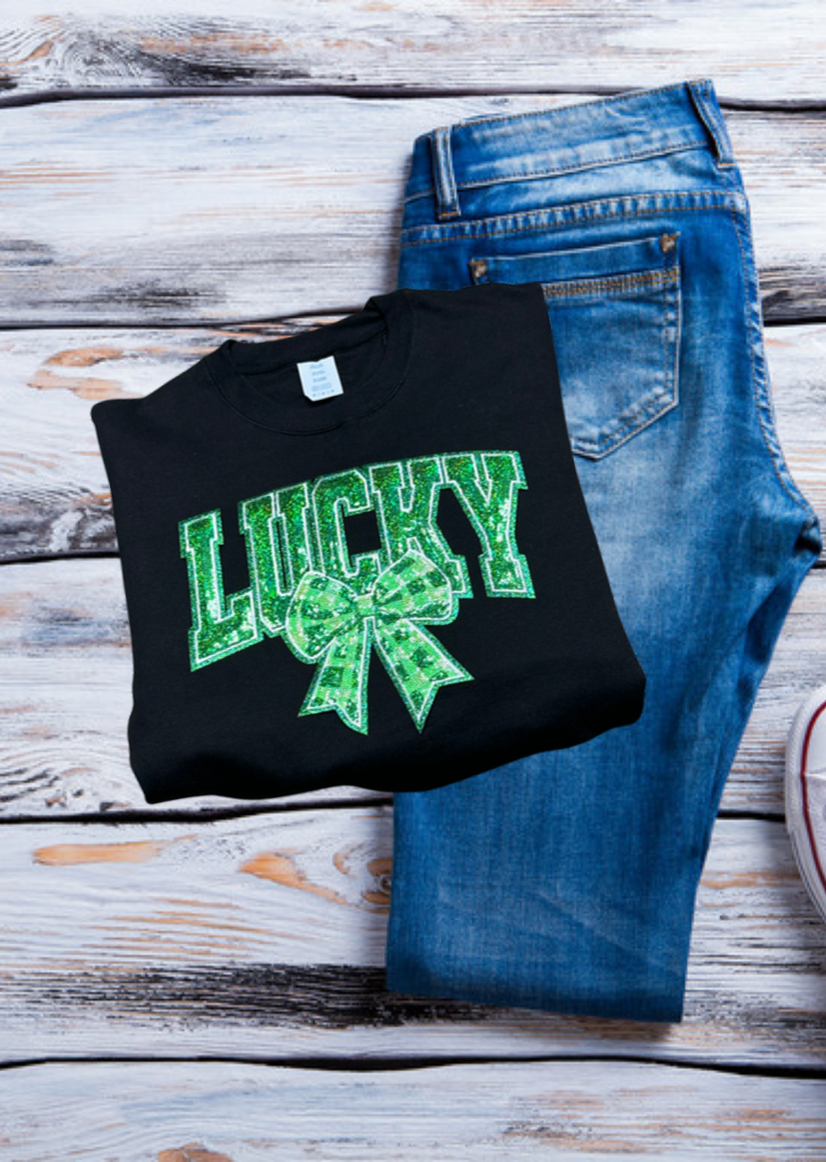 Lucky Bow Sequin Patch Sweatshirt