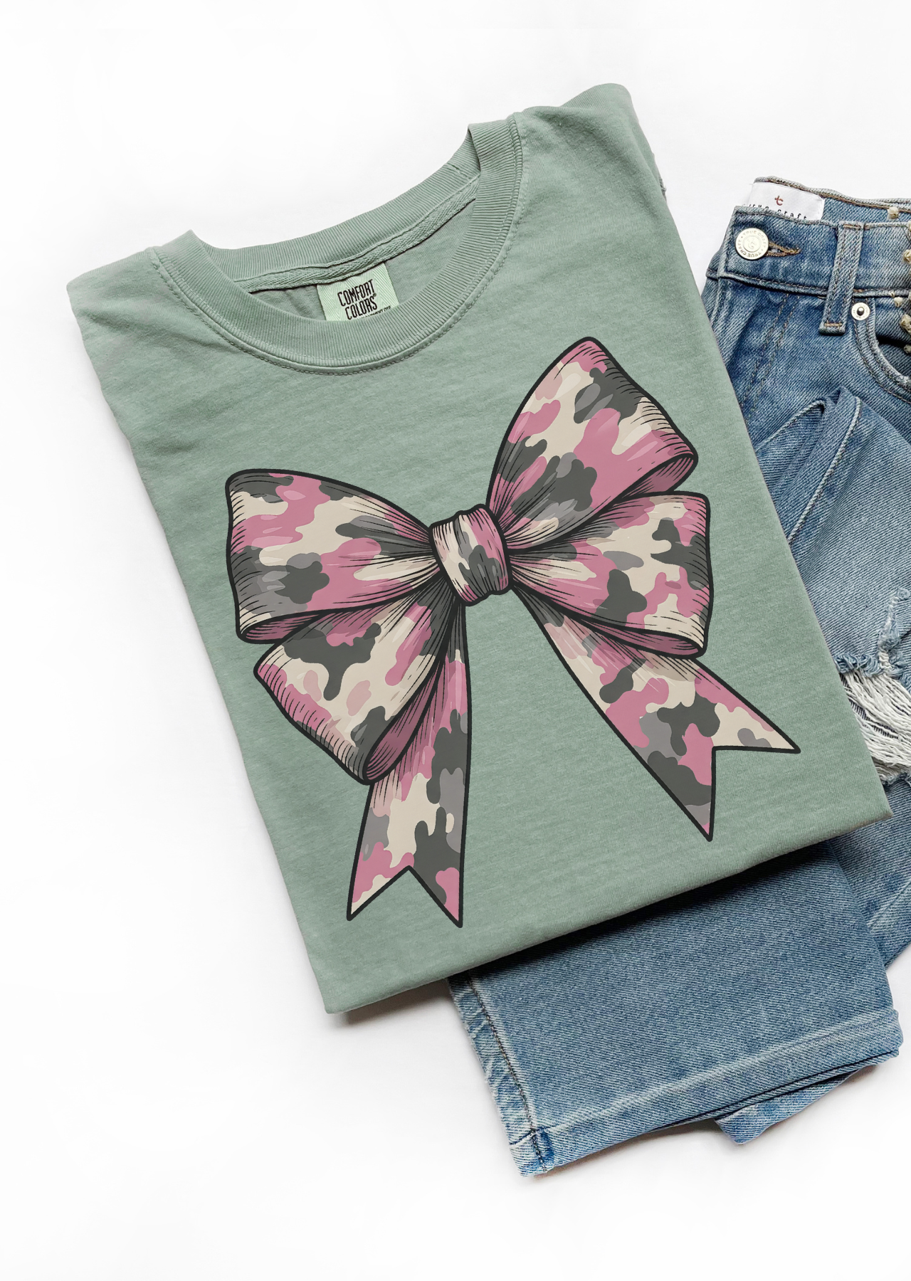 Camo Pink Coquette Bow T-Shirt